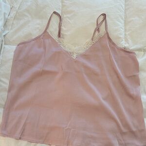 Ekouaer Pink Lace Trim Camisole Top PJ Set large